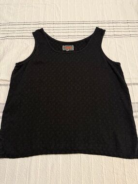 Tianello Black Textured Scoop Neck Tank